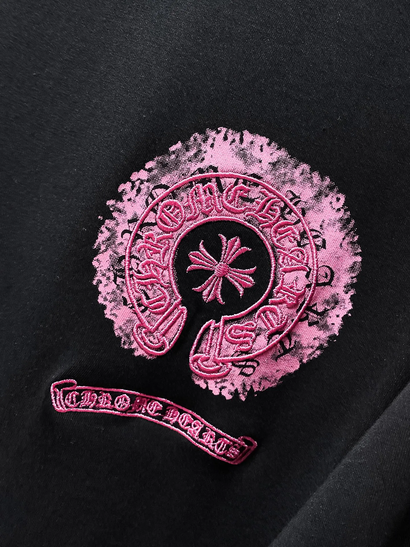 P160 New for summer Chrome Hearts 25ss High-weight, environmentally friendly and high-quality top-grade fabric 260g~270g Color ghosting horseshoe cross embroidery splash-ink short sleeves Counter synchronization 1:1 replica version Recommended color: black white Size: S, M, L, XL